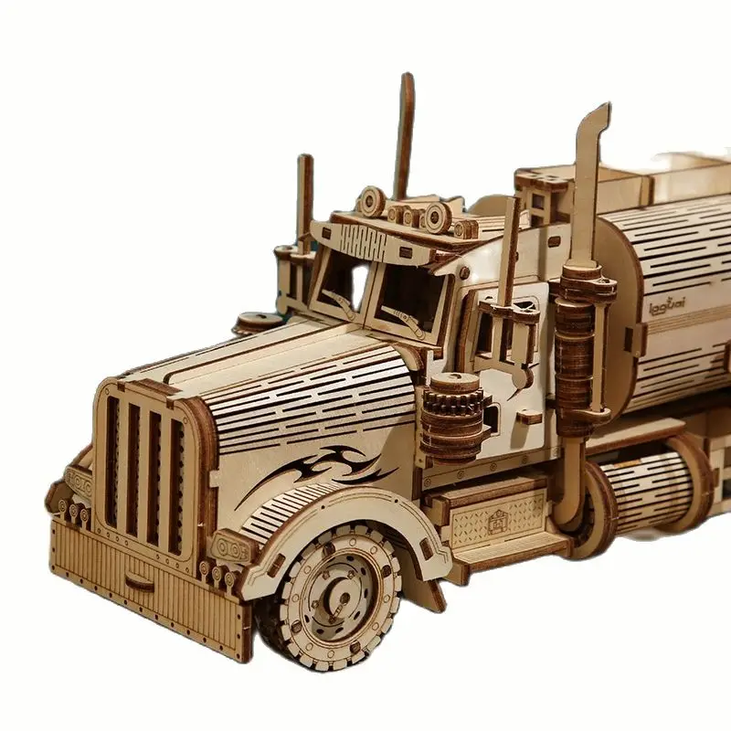 3D Wood Tanker Puzzle Jigsaw Model Toys DIY Buiding Blocks Construction DIY Movable Craft for Kids Adults Laser Cutting Truck