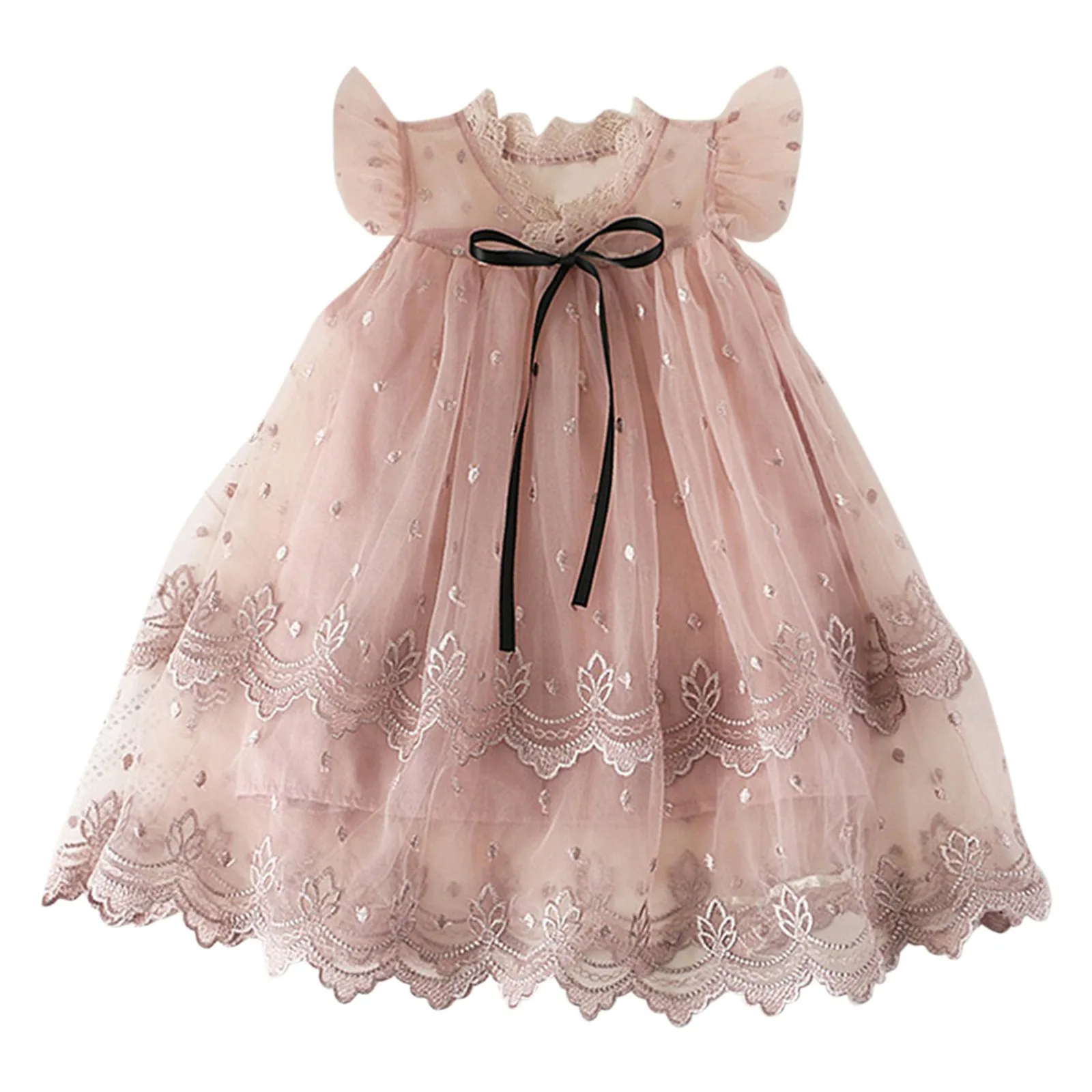 Plaid for Girls Girls\' Fashionable Princess Dress Korean Edition Children\'s Dress Embroidered Mesh Girls Tulle Flower Girl Dress