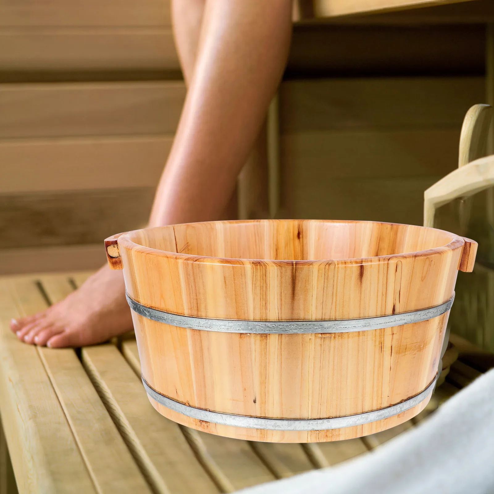 Spa Basin Wood Foot Bucket Reusable Foot Bath Basin Pedicure Tools For Feet Wood Foot Bath Bowl Basin Wooden Footbath Tub Barrel
