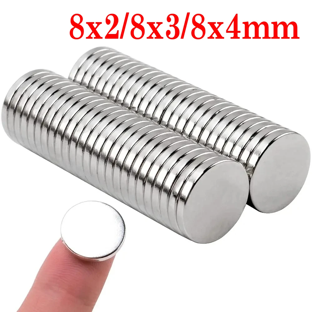 8x2/8x3/8x4mm High-Power Disc Magnets, Suitable for Bathroom Fixtures, Home Decor, Whiteboards, Curtains, and Warehouse Sorting