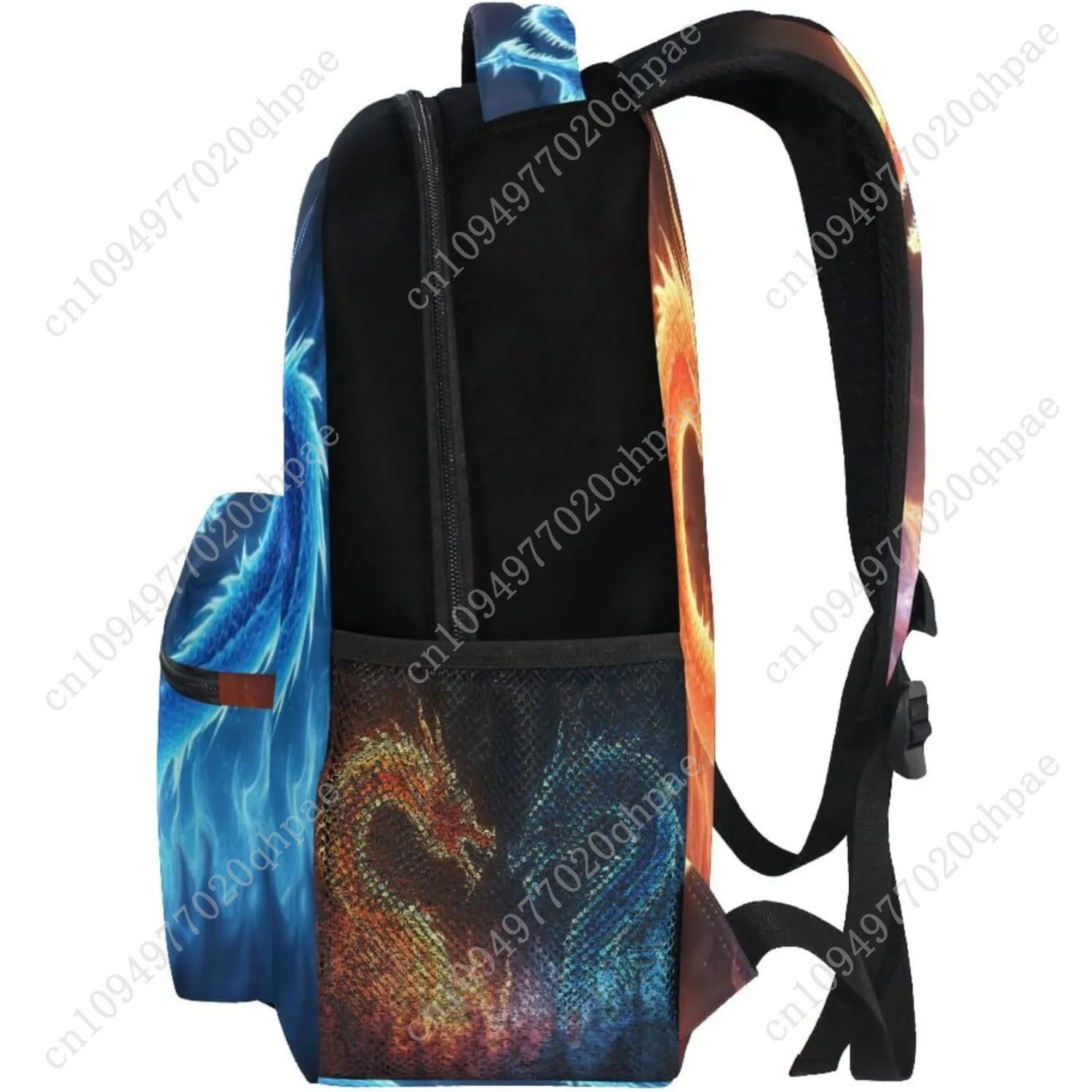 Kcldeci Red Blue Fire Dragon School Backpack Galaxy Teens Girls Boys Kids Bookbag, Monster Animal Water Resistant Elementary Tra