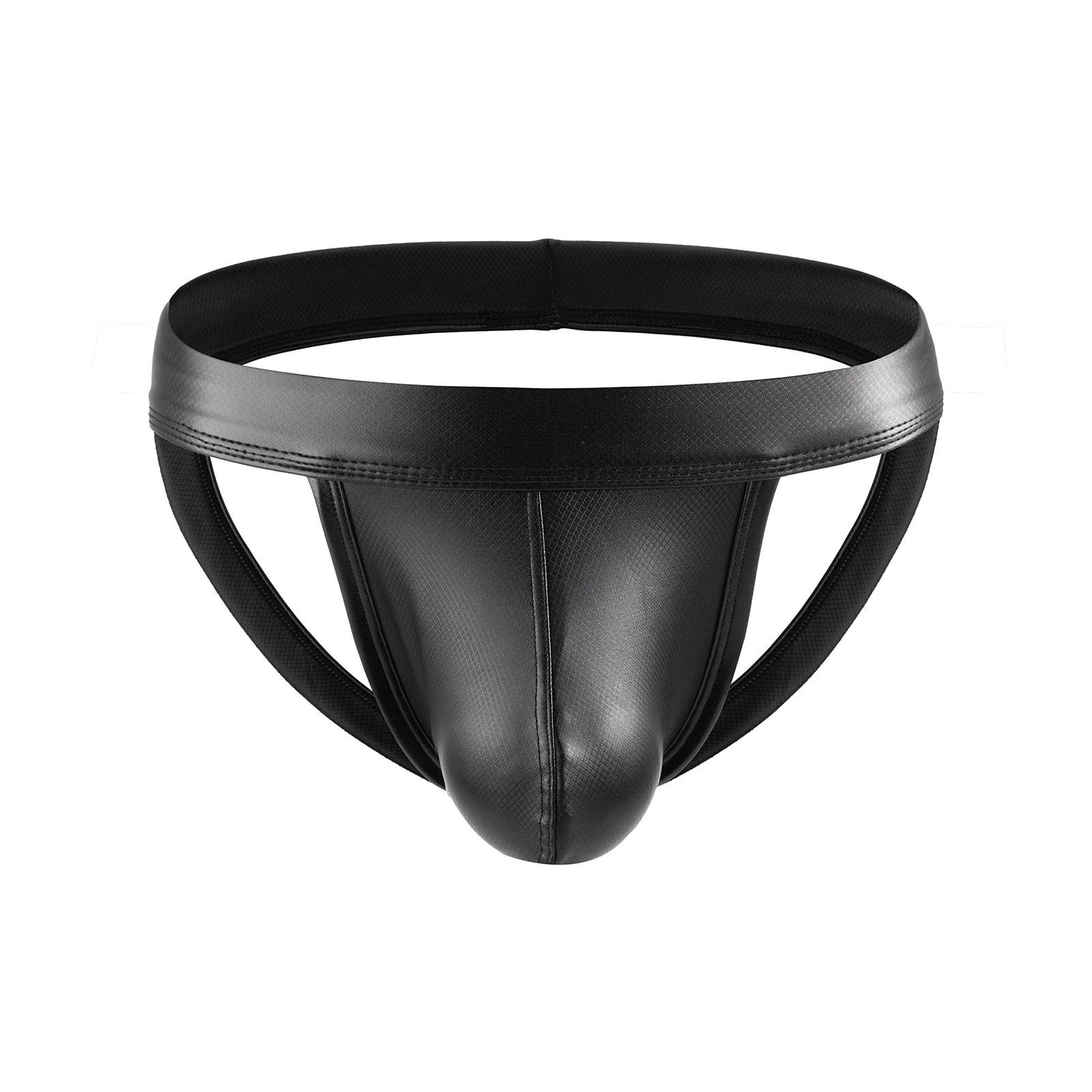 Man Faux Leather Jockstrap Winter Fitness Sports Backless Underpants Athletic Supporter Jock Strap Man Bulge Pouch Underwear
