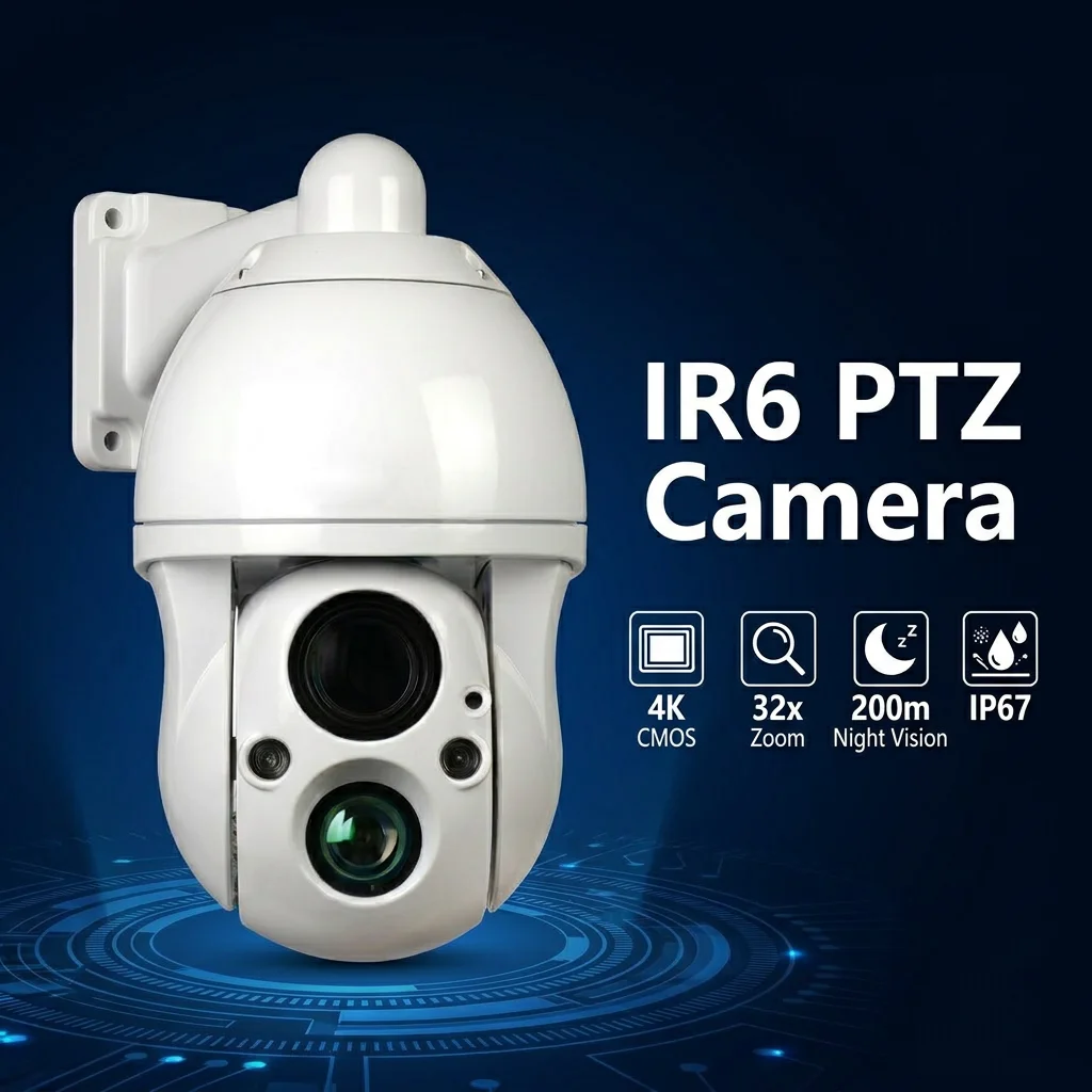 

IR6 4K Thermal Imaging PTZ Camera 30X Zoom Night Vision Fire Smoke Detection Two-Way Audio Outdoor Industrial CCTV All-Weather