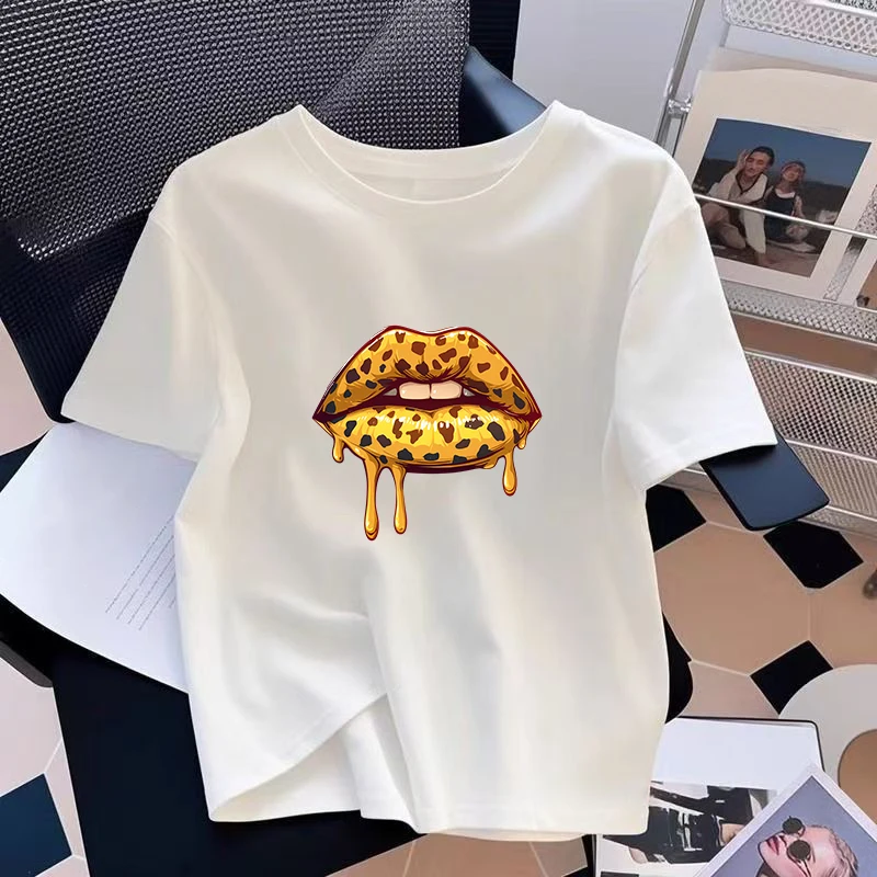 Summer Womens T-shirts Cotton Leopard Print Casual O-Neck Short Sleeve Outdoor Sports Jogging Lady Clothes 2026 Best Seller Tees