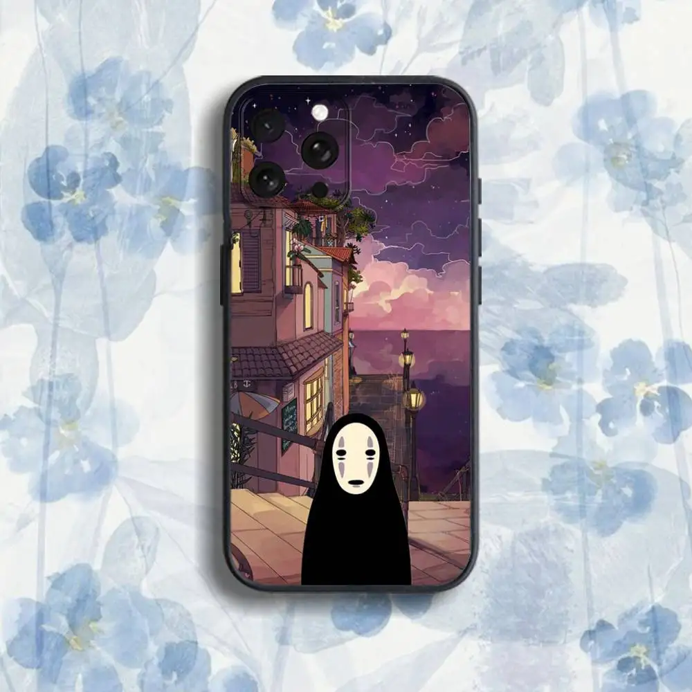 Etui na telefon C-Cartoon H-Hayao Miyazaki do iPhone'a 17, 16, 15, 14, 13, 12, Pro, Max, Plus, E, SE4, Air, Mini, czarne, miękkie, typu soft box