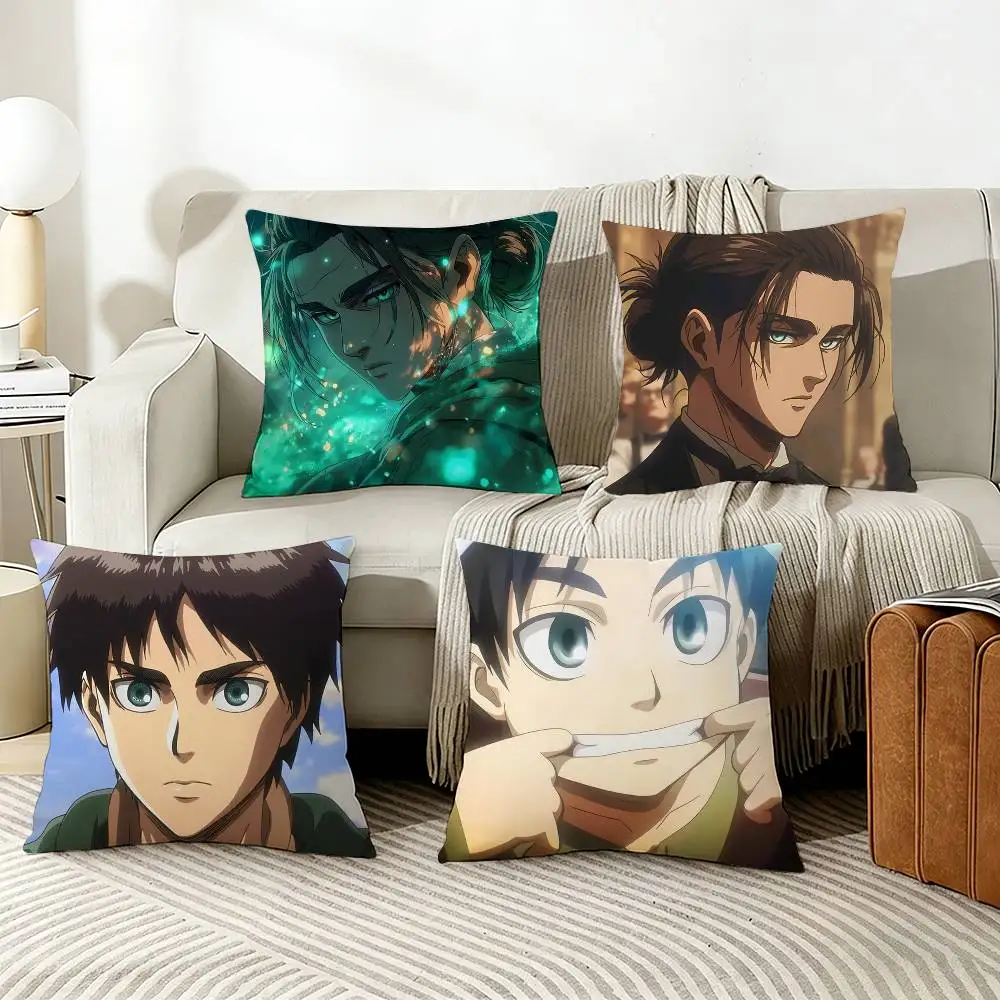 

E-Eren Y-Yeager Anime A-Attack On T-Titans Pillow Cover Sofa Cushion Cover Home Room Decoration Children Gift