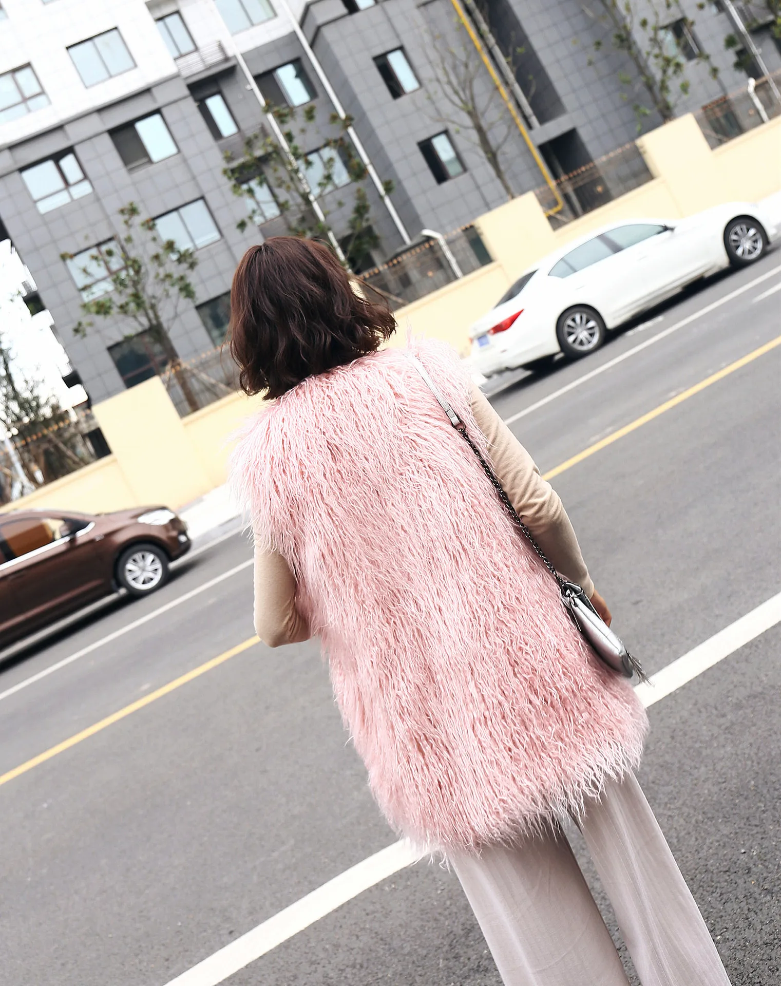 New Beach Wool Imitation Fur Vest Women's Mid-length Wool Vest Women's Autumn and Winter Sheep Curly Fur Vest