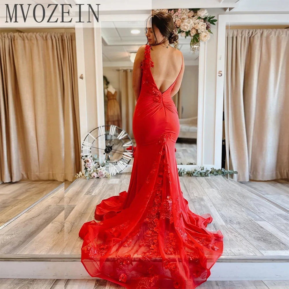 Vestidos de Fiesta elegantes para mujer, vestidos de baile de graduación, vestido de noche para mujer, vestidos formales de sirena roja, vestidos largos sin espalda 2023