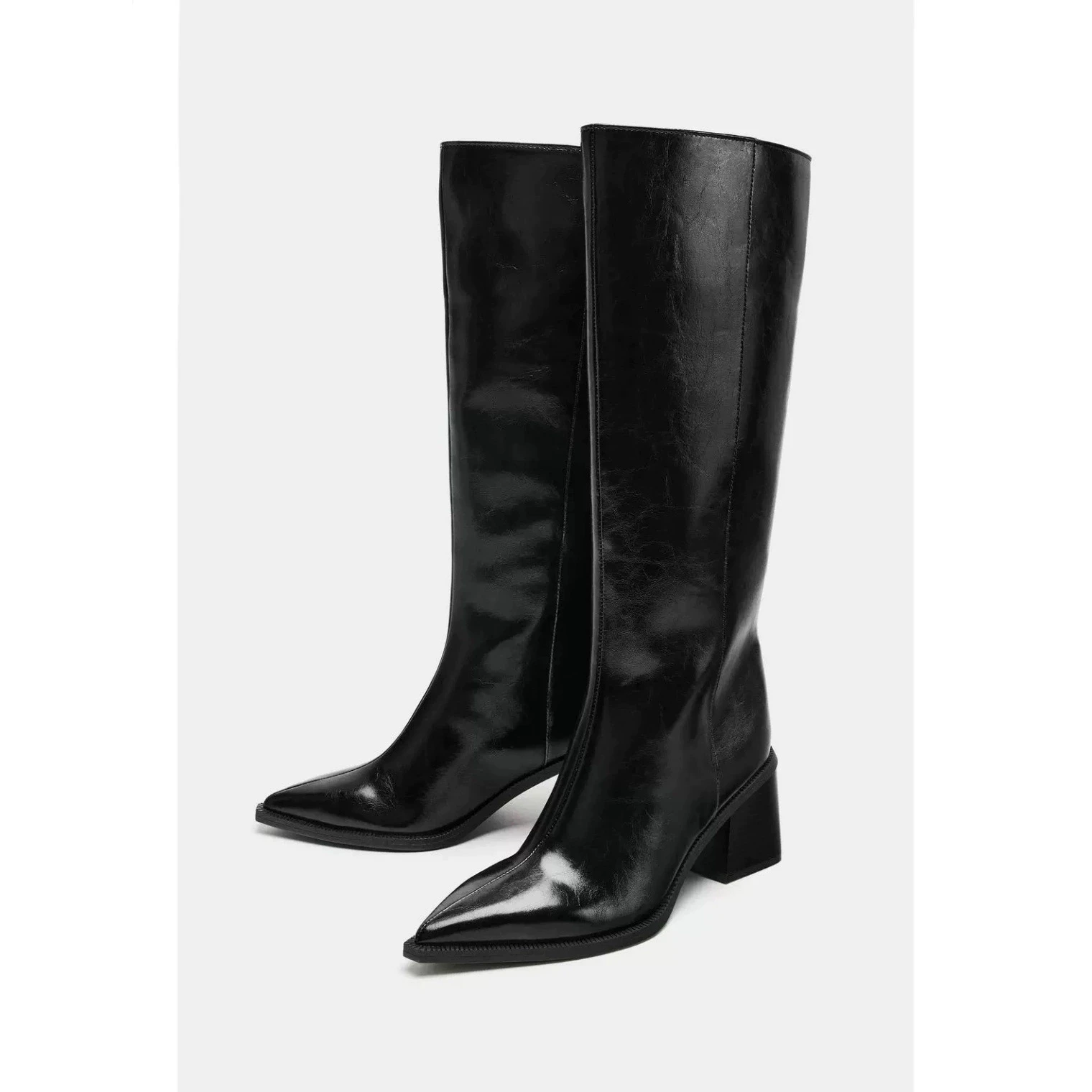 

Brand Designer Autumn New Classic Black Sexy Pointed Mid-calf Boots Daily Home Office Shopping One-step High Boots Botas Mujer