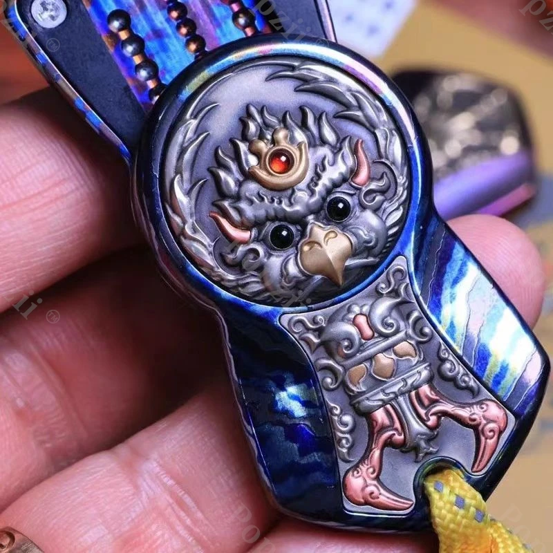 Chimago Mokume EDC Mechanische Push Slider Vier Magnetische Reliëf Patches Fidget Speelgoed Angst Speelgoed Volwassenen Vinger Spinners
