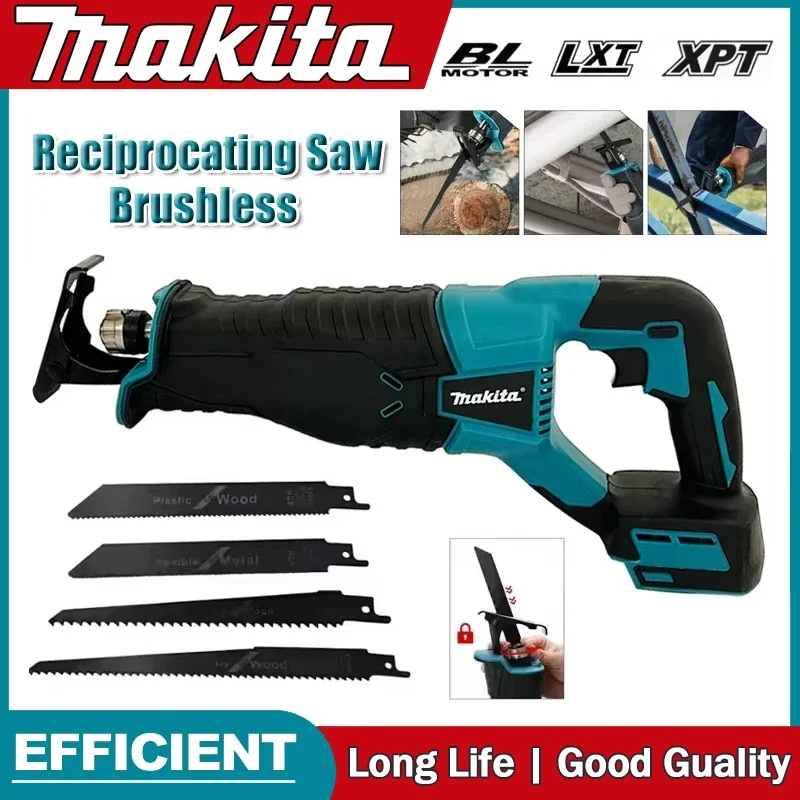 Bürstenlose Makita-Säbelsäge, Säbelsäge, tragbare Akku-Elektrowerkzeuge mit 4 Sägeblättern für 20 V18 V-Akku