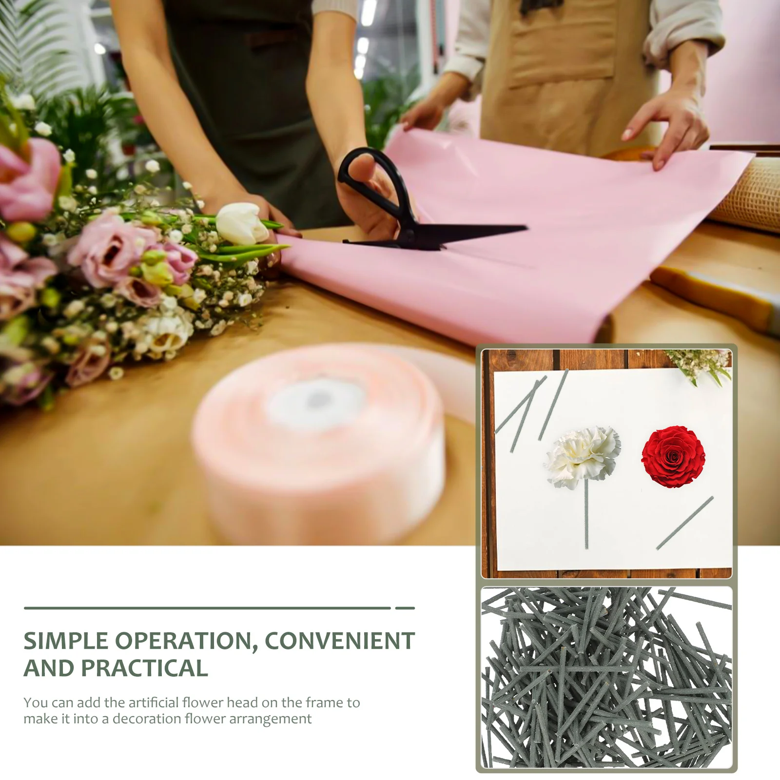 400Pcs DIY Flower Stem Wire Artificial Iron Wire Floral Stems Tools Plant Sticks for Handmade Flowers Floral Arrangement