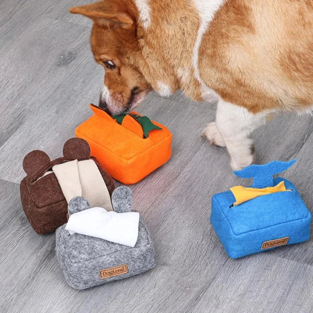 Pet Toys Interactive Pet Sniffing Toy Plush Soft Dog Tibetan Food Puzzle Toy Funny Pet Tissue Box Toy Nosework Training