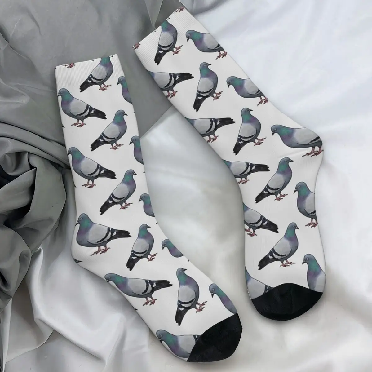 Pigeon Walk Stockings Grey Background Custom Fashion Socks Autumn Anti Bacterial Socks Men's Running Sports Breathable Socks