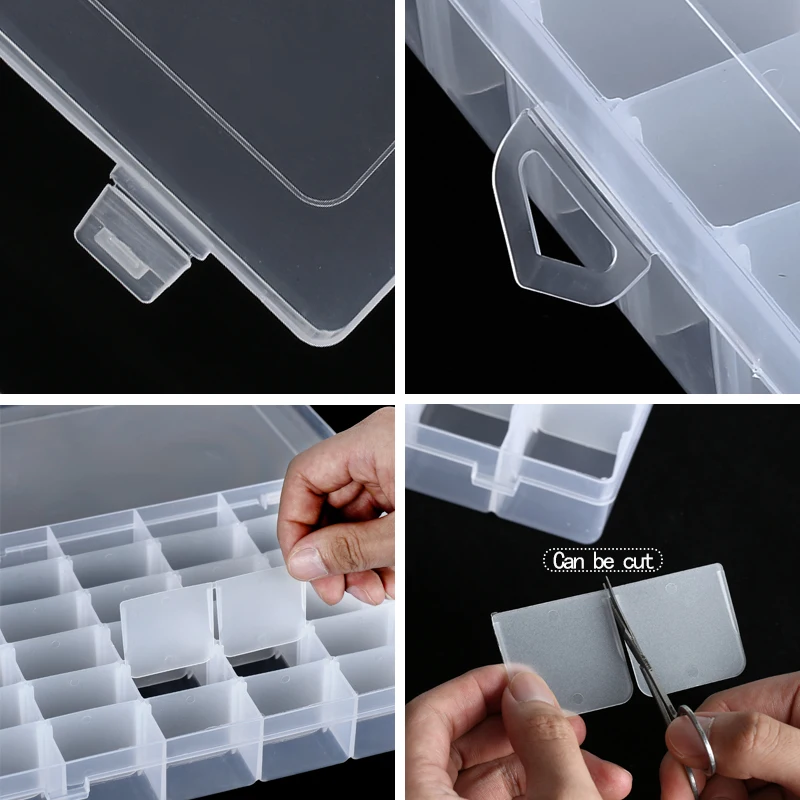 36 Grids Plastic Organizer Box Storage Container Jewelry Box with Adjustable Dividers for Beads Art DIY Crafts Fishing Tackles