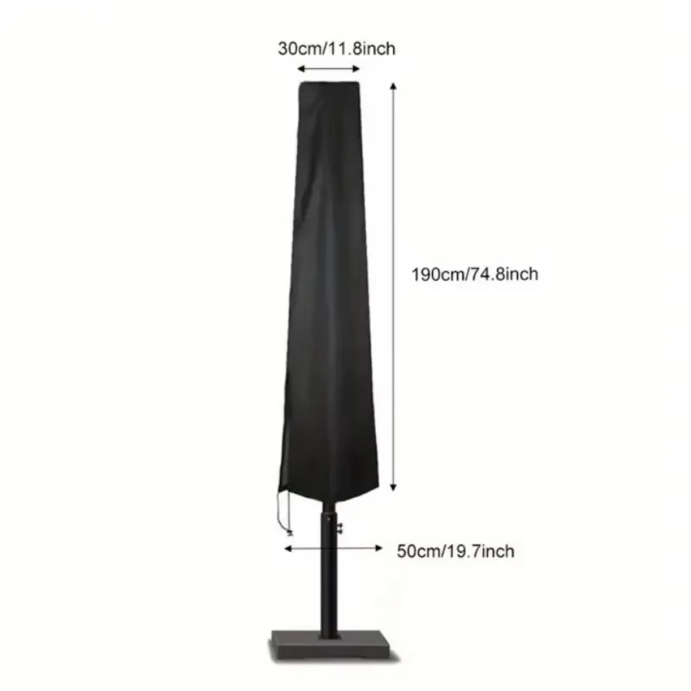 All-Weather Patio Umbrella Cover, Waterproof, Multiple Sizes, Zipper Closure, Black