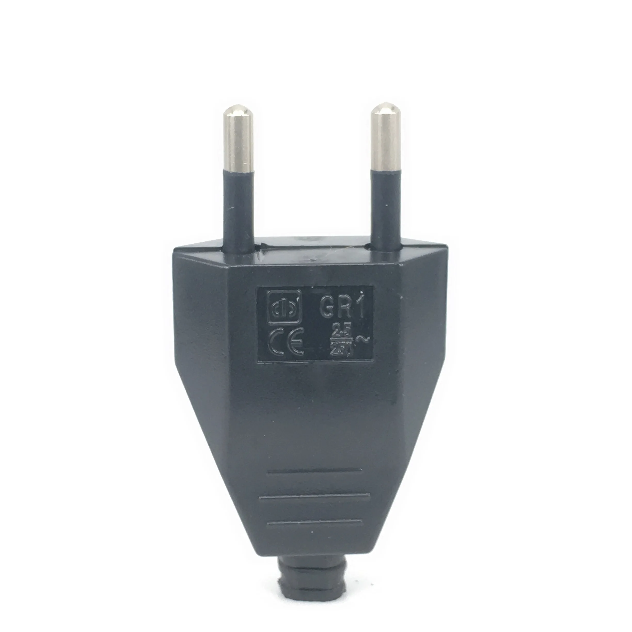 Wholesale black white 250v 2.5a euro power cable plug 2P polarity electrical male connector EU wired Electrode plug