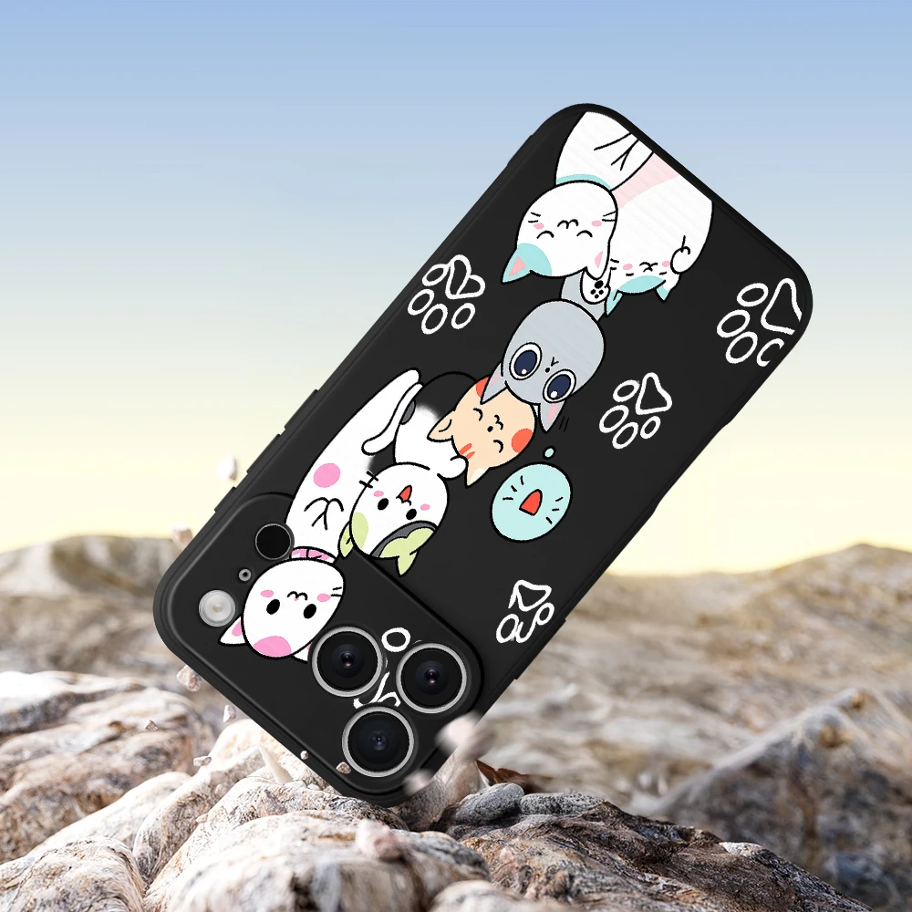لطيف القط نمط غطاء من البولي يوريثان كوكه آيفون 17 ProMax 17 الهواء 16 15 14 13 12 11 برو ماكس XS Max7 8 Plus 16e 16 Plus