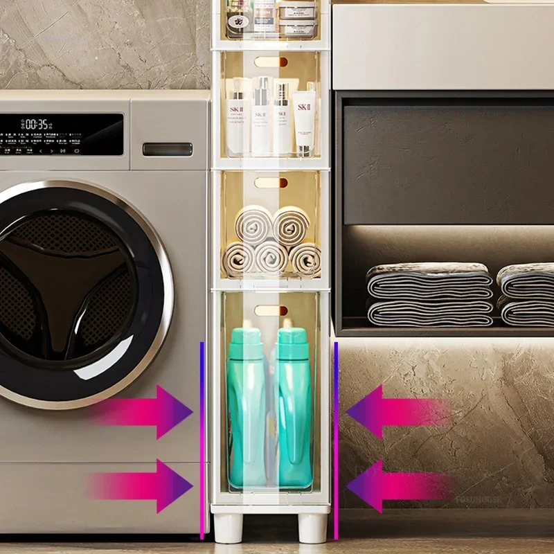 Nordic Minimalist Storage Cabinet Bathroom Gap Storage Racks Light Luxury Multi-layer Floor Kitchen Storage Bathroom Organizers