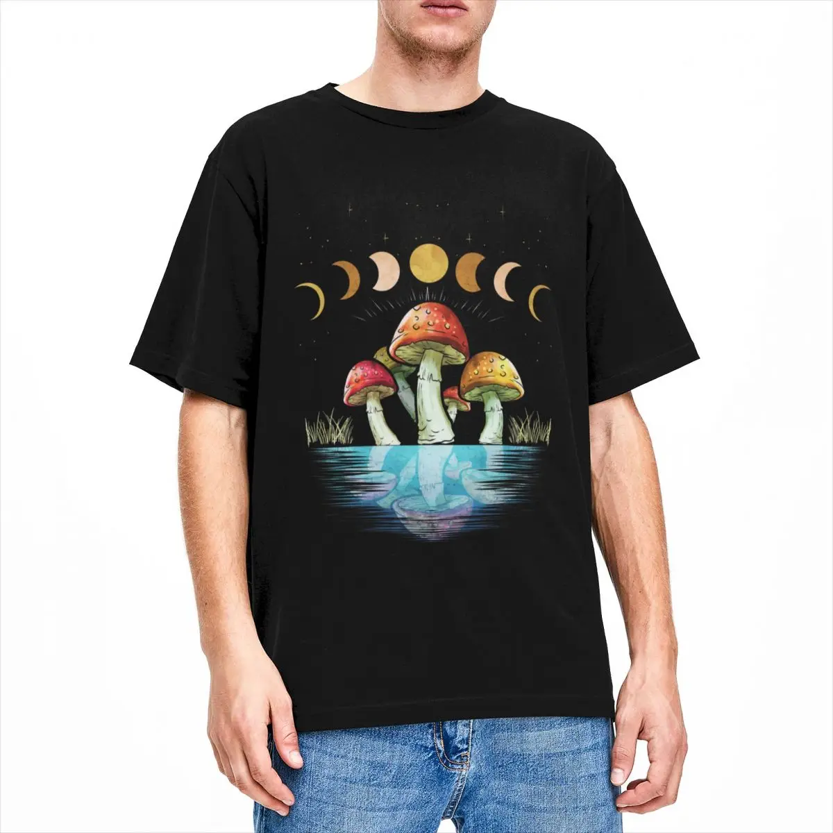 Goblincore Asthetics Lunar Cycle T Shirts Accessories for Men Women Cotton Fashion Vintage Mushrooms Gift T-shirt