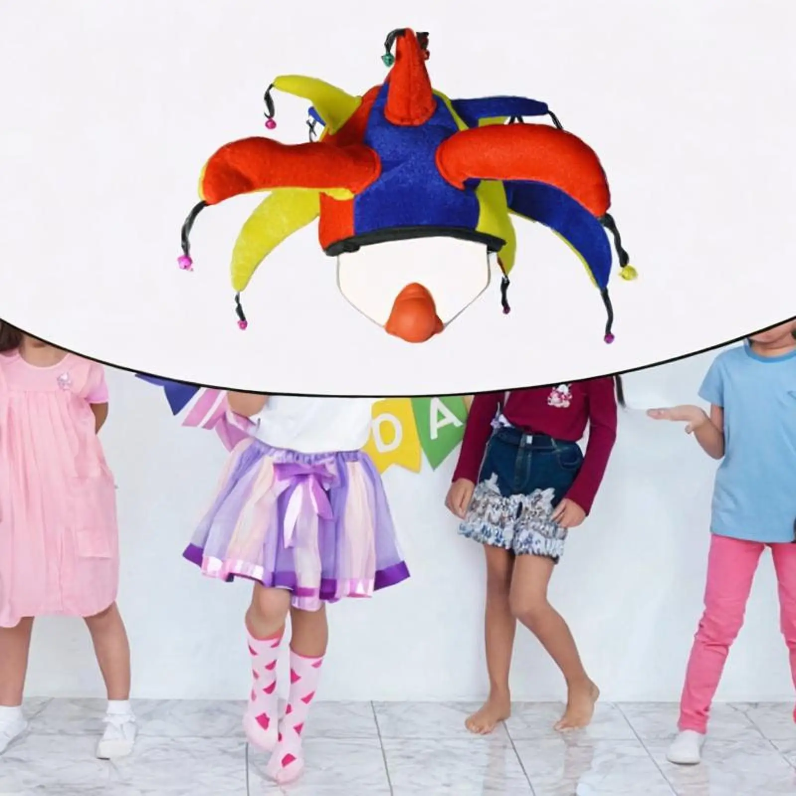 Шляпа клоуна для костюма на Хэллоуин, красочные вечерние головные уборы для маскарада, косплей, забавная шляпа шута для декора Хэллоуина, карнавала