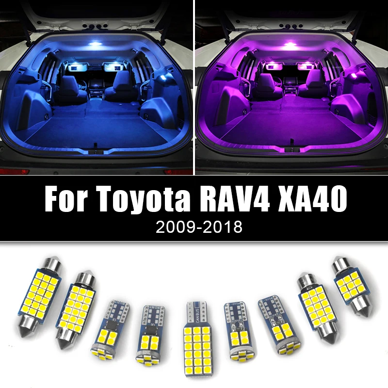 For Toyota RAV4 XA40 2009-2012 2013 2014 2015 2016 2017 2018 6pcs Car LED Interiort Reading Bulbs Lamps Trunk Light Accessories