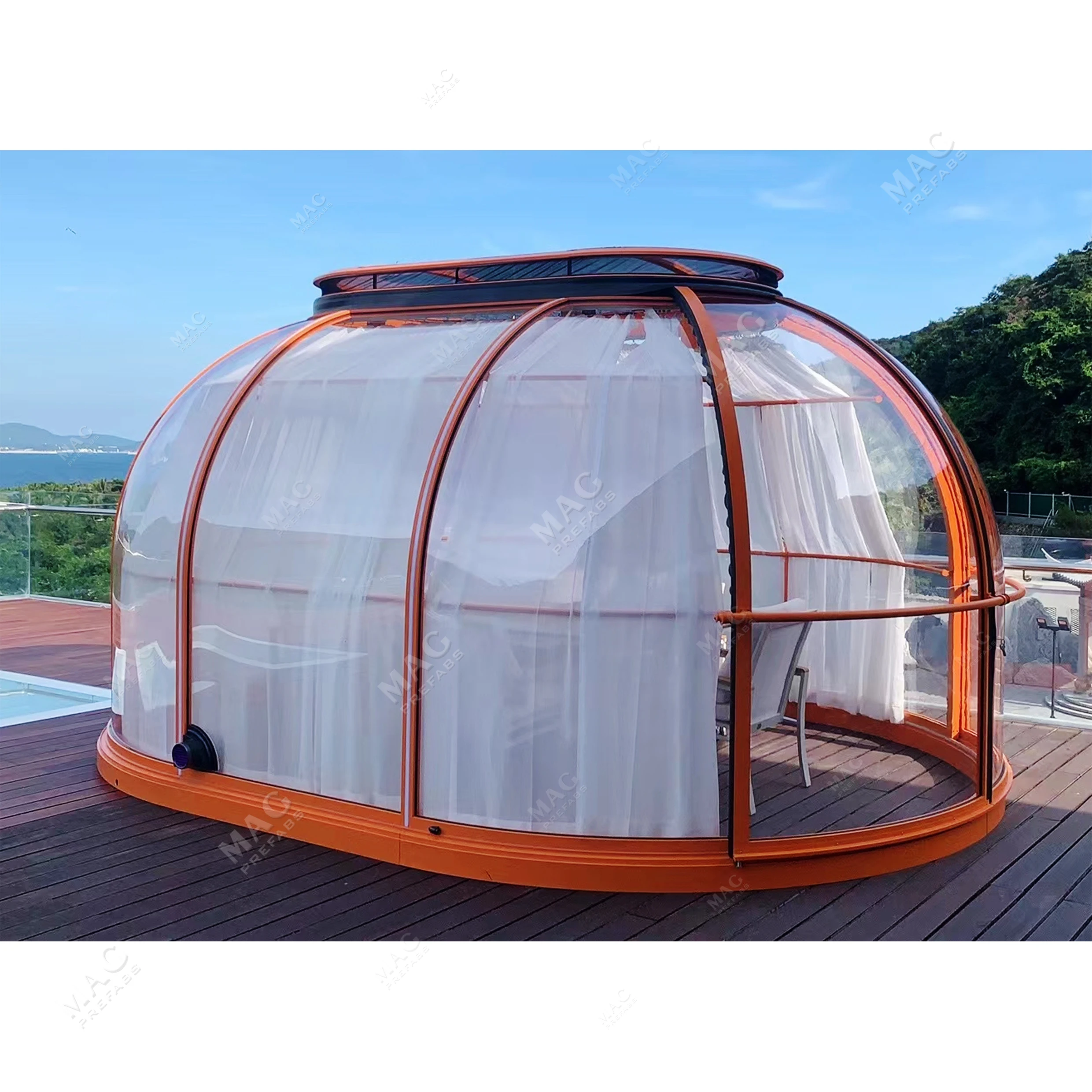 Full House Outdoor Polycarbonate Manufacturer Geodesic Polycarbonate PrefabTent Dome House Quick Install with Stainless Steel
