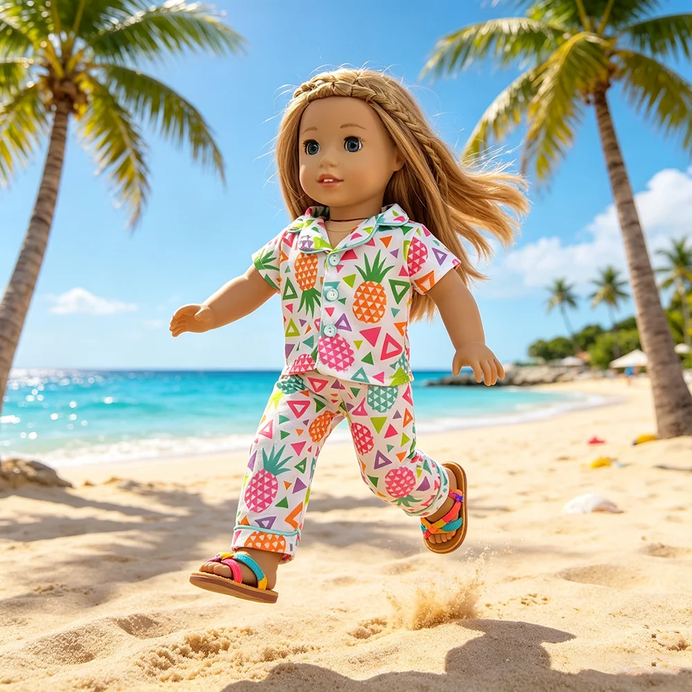 18 Inch Doll Spring, Summer, Autumn Sleepwear Set, Suitable for Clothing of 18 Inch Dolls, Doll Home Clothes, Doll Accessories