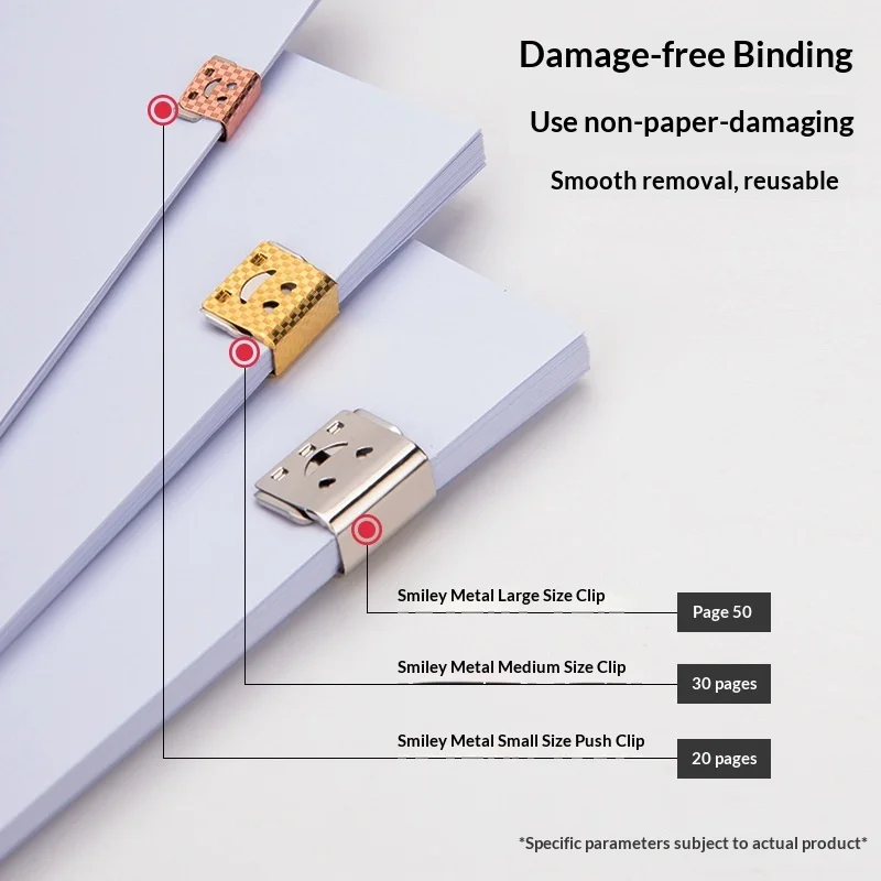 Creative Smiley Face Stainless Steel Push Paper Clip Multi functional Convenient Clip for Student Paper Document Storage
