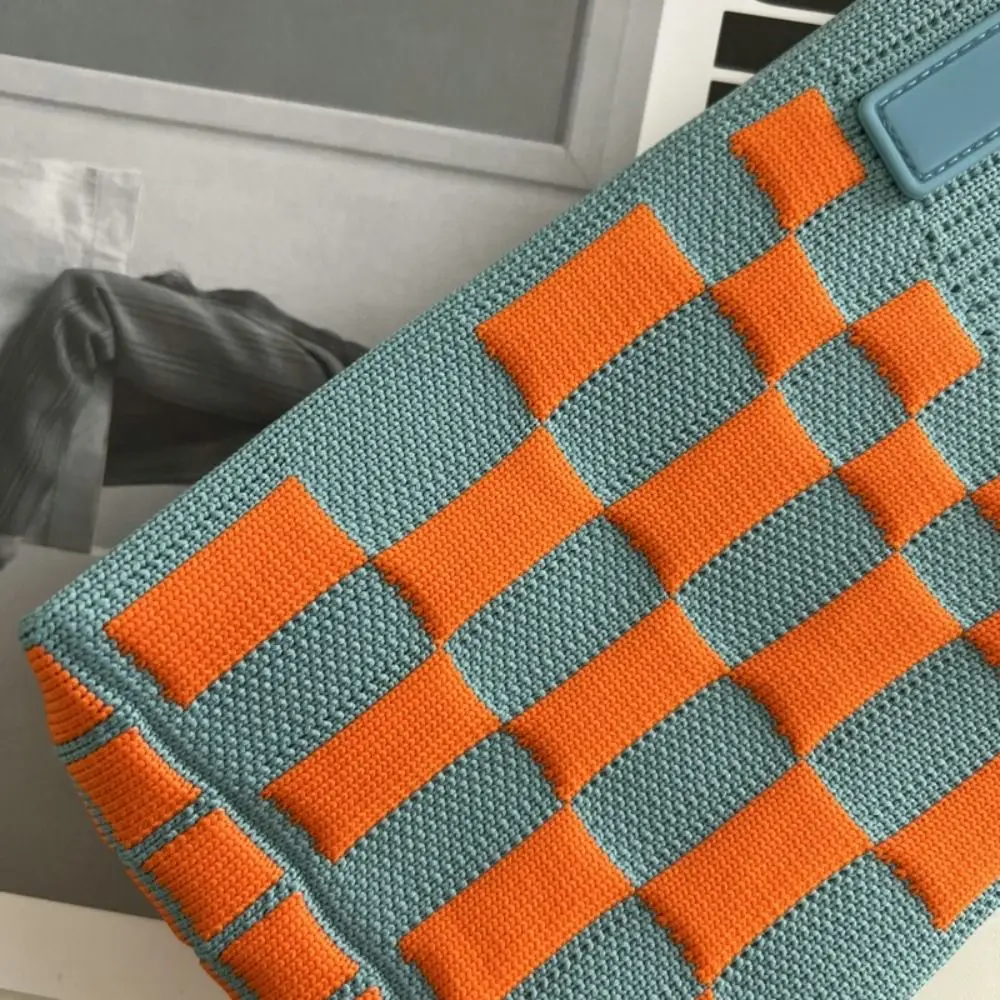 กระเป๋าถือแฟชั่นถักสำหรับผู้หญิงลายเรขาคณิตกระเป๋านักช้อปดีไซน์สะพายไหล่โซ่สะพายข้าง