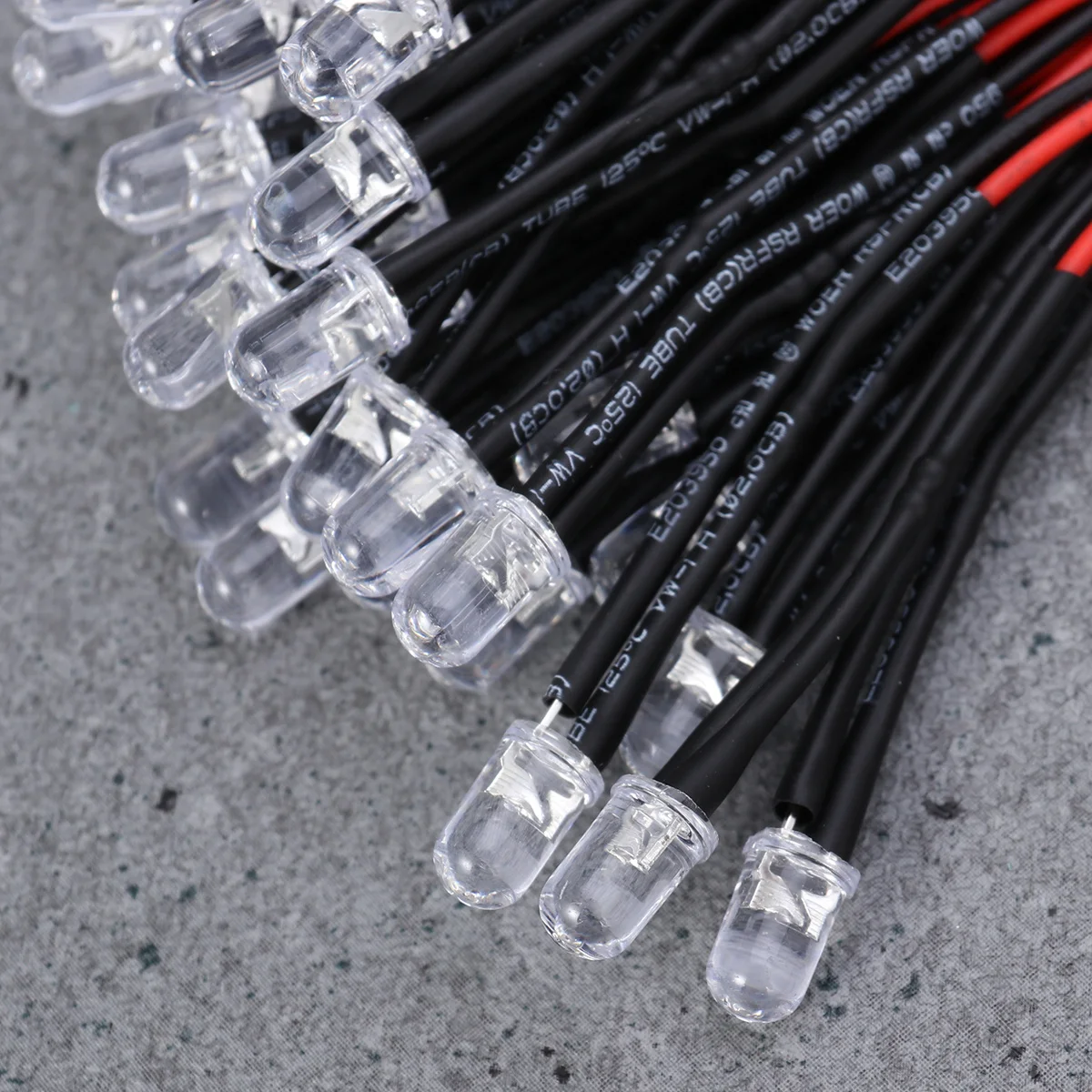 

50Pcs LED Light Beads 5Mm 12V Pre-Wired Bright Round Diodes for Rc Cars Room Decoration Cable Flexible Long