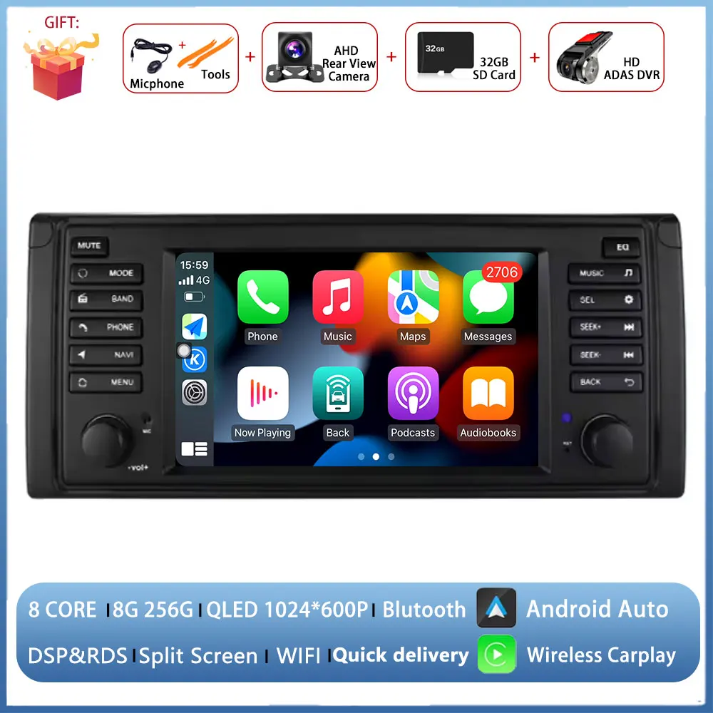 7 inch Android autoradio voor BMW 5 serie E39 1996 1997 1998-2003 multimediaspeler GPS navigatie head unit CarPlay DSP