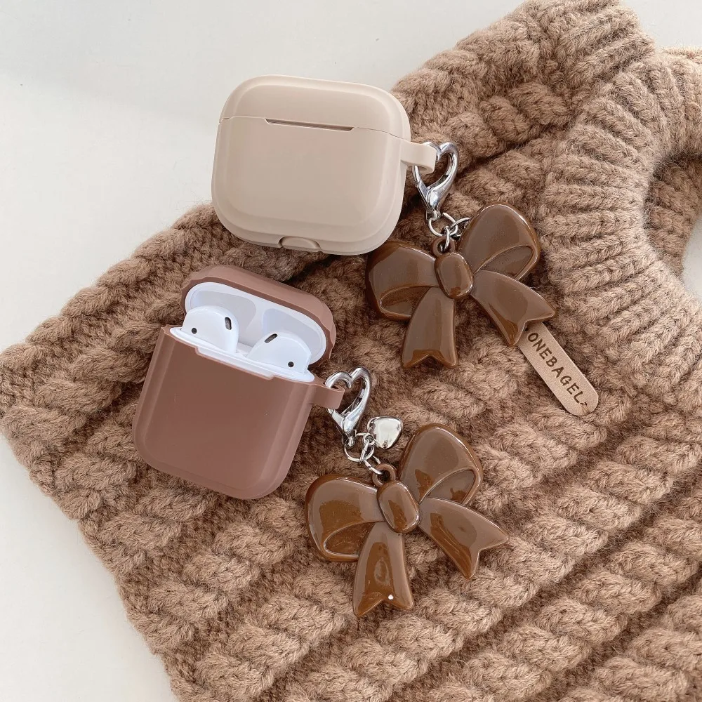 Funda para auriculares con colgante de lazo grande rojo para AirPods Pro 3 4 3 2 1 generación Fundas de silicona para AirPods 4 4th 2024 Coque Fundas