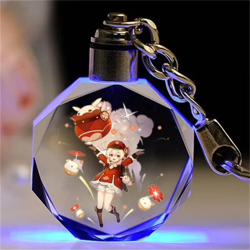 Genshin Impact, брелок с кристаллами вспышки из мультфильмов и аниме, подвеска для школьной сумки, Raiden General, орех, Чжунли, Сяо, сувенир