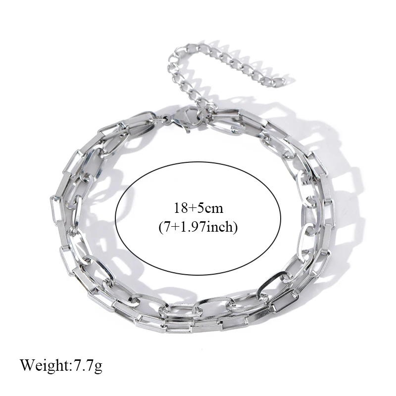 GANEMLY 316L Stainless Steel Silver Color Multilayer Chain Bracelet For Women Fashion Wrist Chain Waterproof Jewelry Party Gift