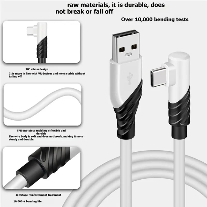 【HOT A69Z!】VR Cable USB A To Type C Type C VR Link Cable USB C Data Cable USB3.0 Fast Charging 90 Degree For Oculus Quest 1/2