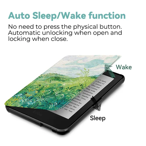 Imagen 2 del producto Funda protectora para Kobo Clara Color BW, funda para libro electrónico con función de encendido y apagado automático de 6 pulgadas con patrones pintados