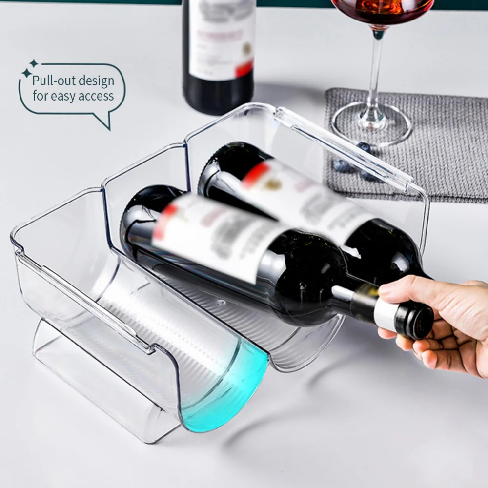 1/2/3 Gird Stackable Wine Rack Bottle Holder Kitchen Refrigerator Organizer Beverage Bottle Organizer Champagne Storage Box