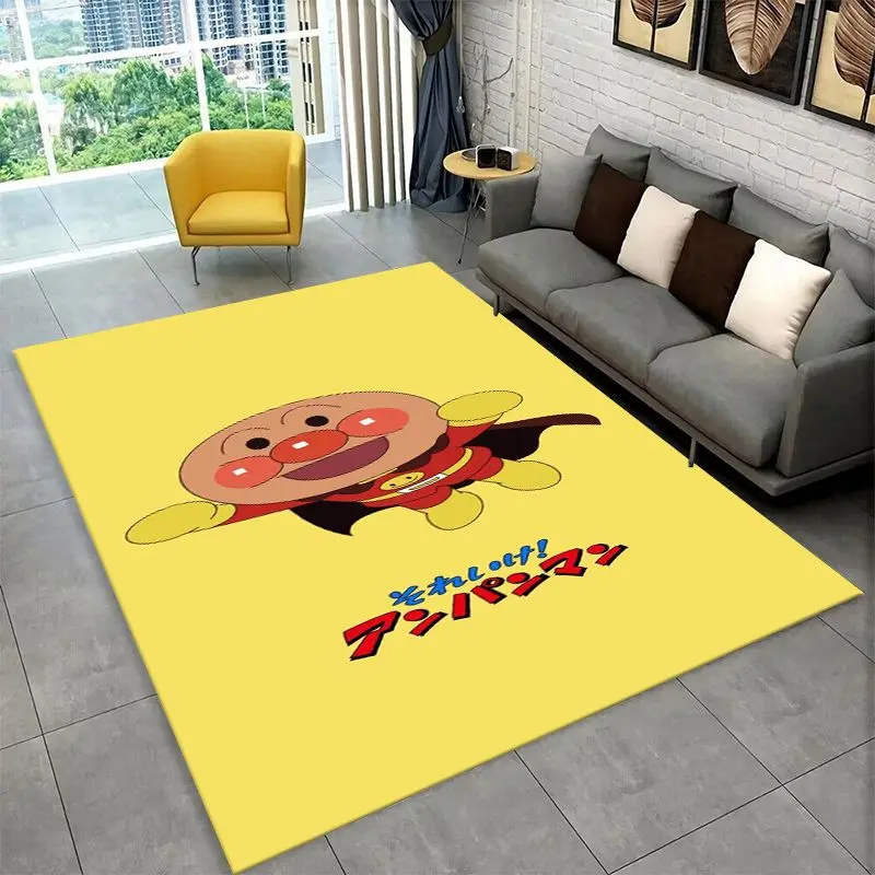 Retro Brave Anpanman Cartoon Carpet Rug for Playroom Bedroom Living Room Sofa Home Decor,Game Area Rug Non-slip Floor Mat Fest