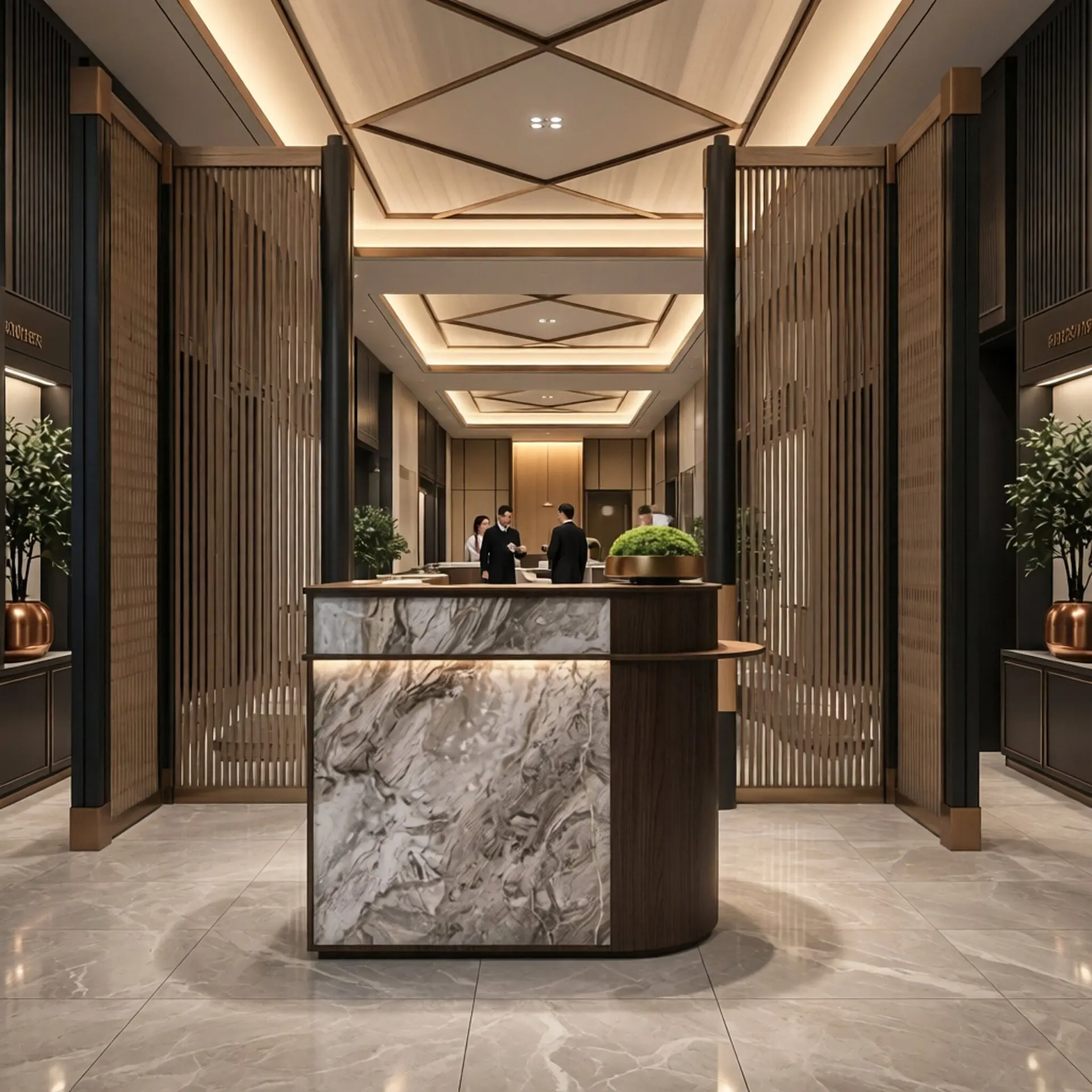 Company Training Organization Sales Department Information Desk checkout page Hotel Slate Bar Marble Front Desk Reception Desk
