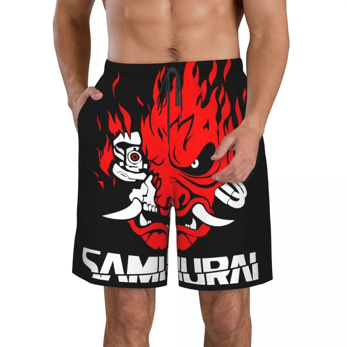 Samurai X Collection Men's Printed pattern beach shorts,suitability Walk,run,surf, wear on the beach or at home