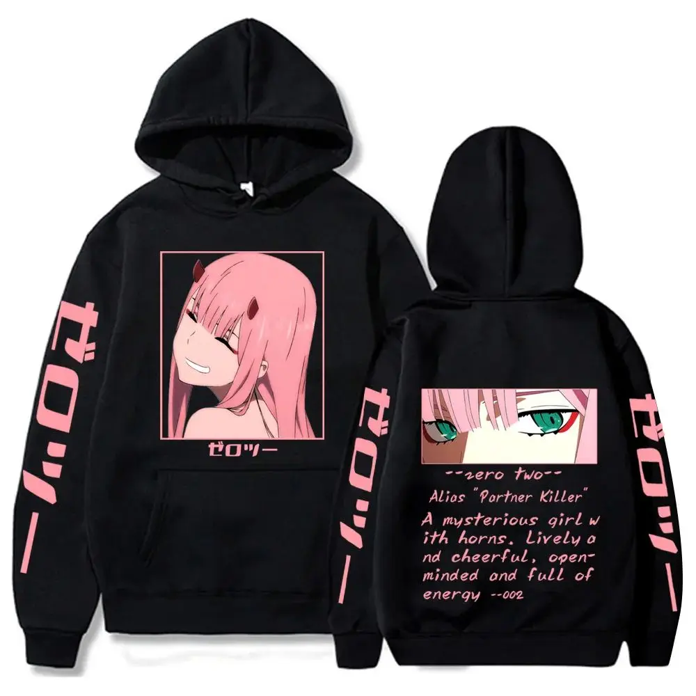 

Darling in The Franxx Hot Anime Hoodie Zero Two Eyes Graphic Printed Hooded Women Plus Size Pullover Harajuku Female Sweatshirt