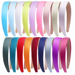 1 adet Lady katı saten saç bandı düz Hairband 3cm genişlik Headbands şerit kafa bandı