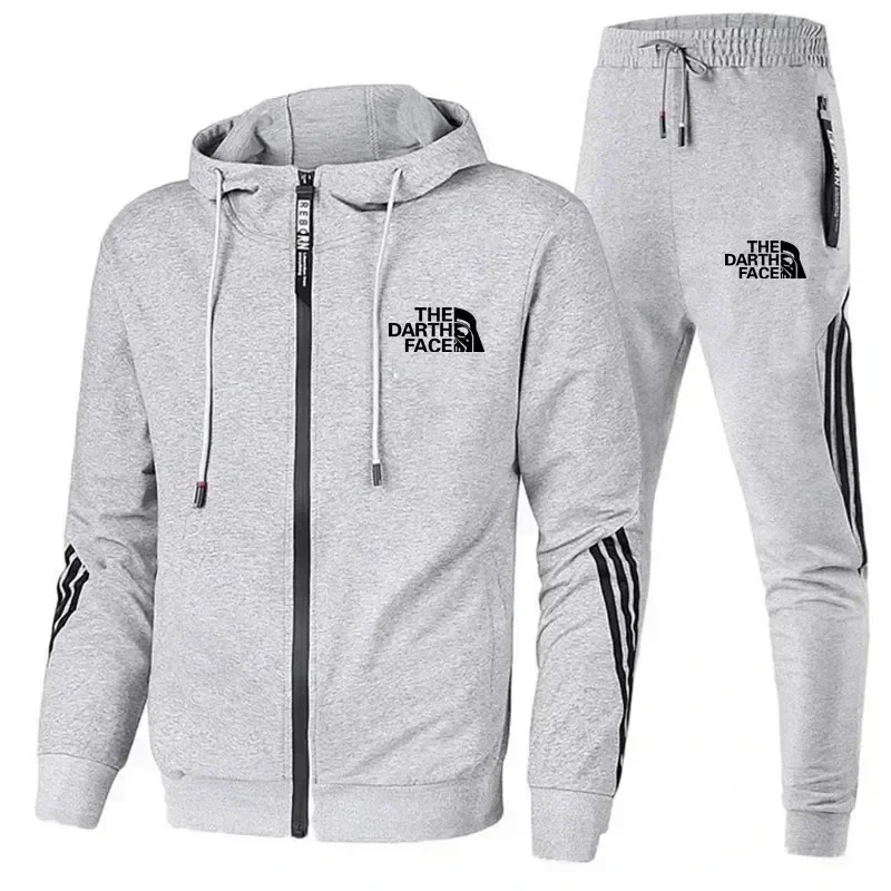Conjunto de ropa deportiva de dos piezas para hombre, chaqueta con cremallera y pantalones, otoรฑo e invierno, 2024