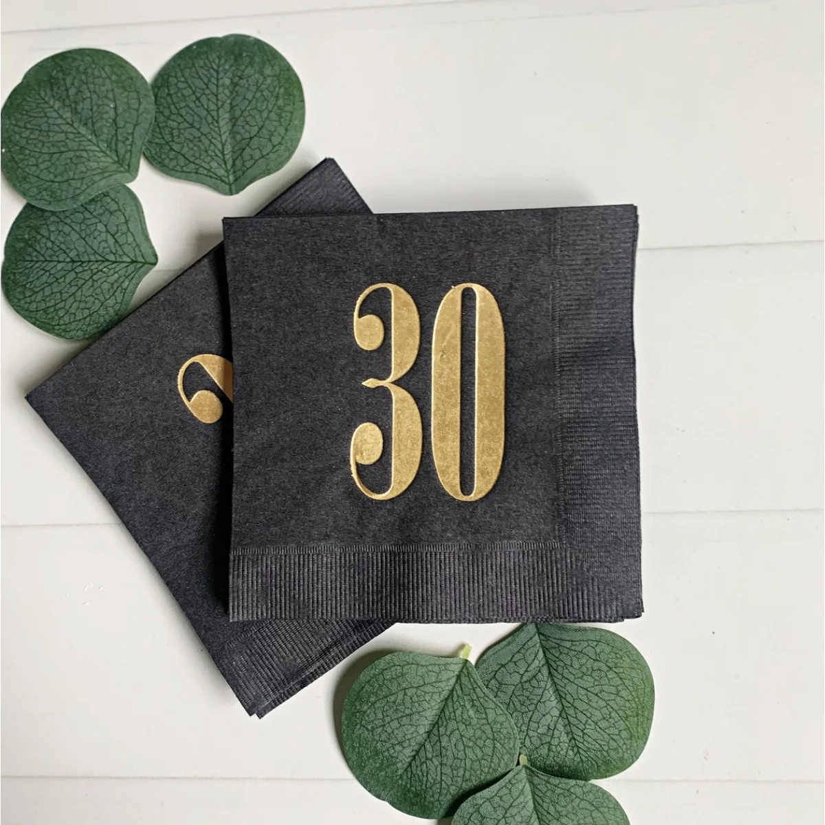 

50pcs 30th Birthday Napkins - Black & Gold