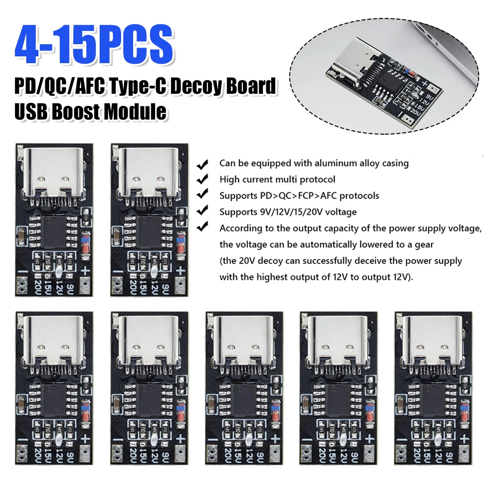 PD/QC/AFC Type-C Decoy Board USB Boost Module 9V 12V 15V 20V Fast Charging Voltage Protocol Trigger Board PD3.0/2.0 FCP AFC