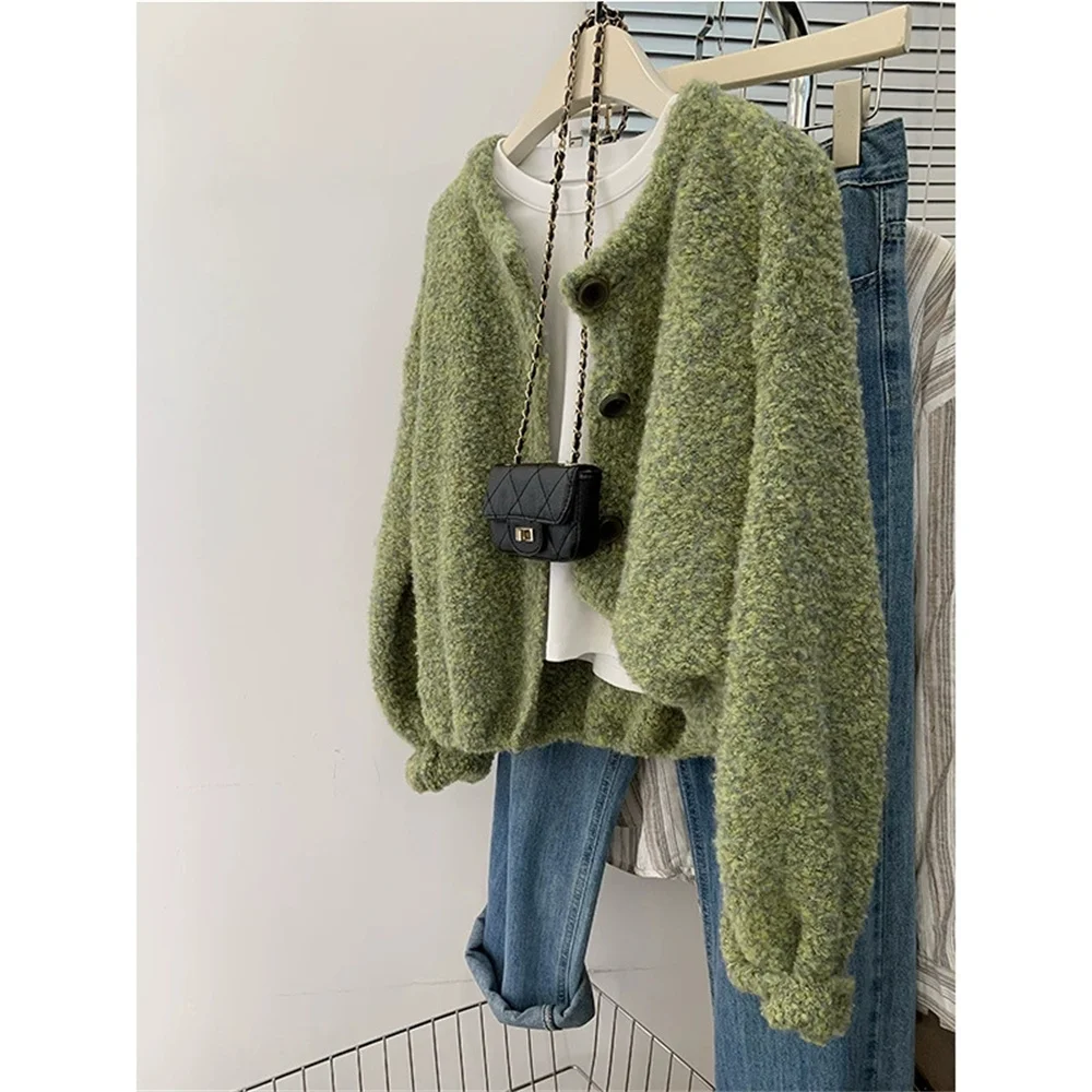 

Осенне-зимний корейский модный женский винтажный вязаный кардиган для женщин, свитер большого размера, вязаные кардиганы