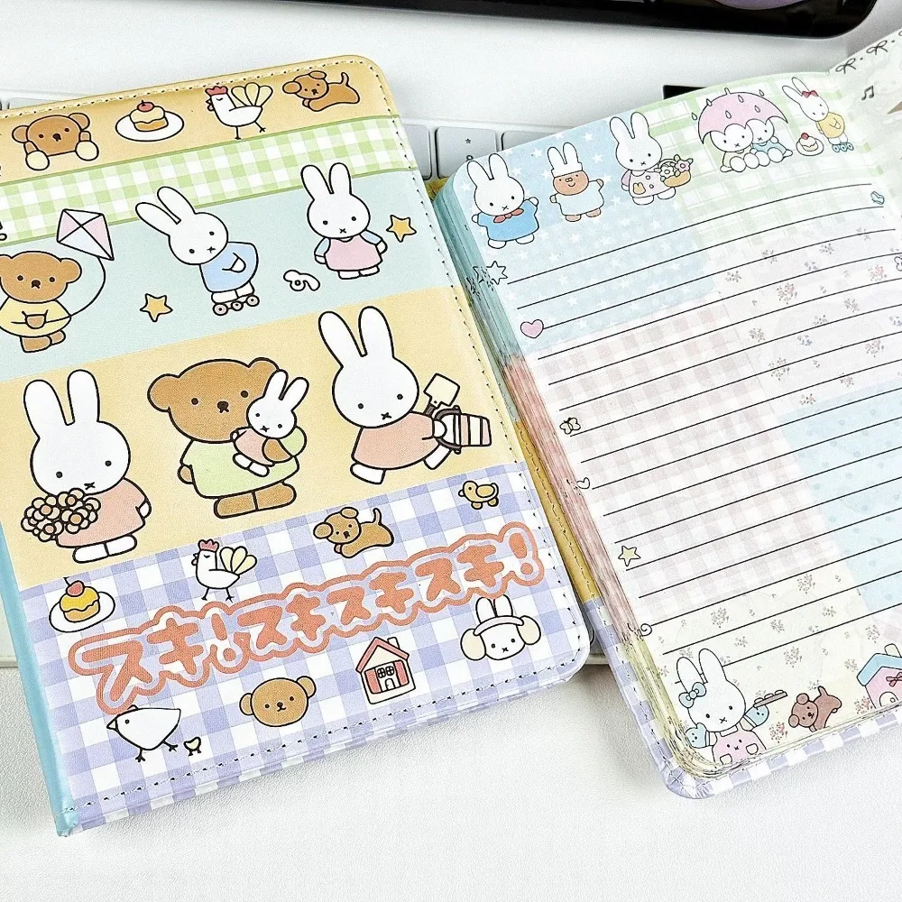 Miffy Rabbit Collage Notebook Cute Painted Leather Cover Full Color Inner Pages Student Journal Diary Hand Account Book Gift Toy
