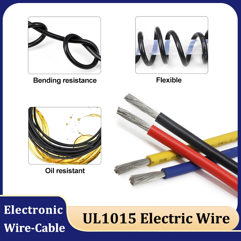 

UL1015 Multistrand Wire 24 22 20 18 16 14 12 10 8 AWG PVC Insulated Tin-plating Copper Flexible Electric Cable for Lamp Lighting