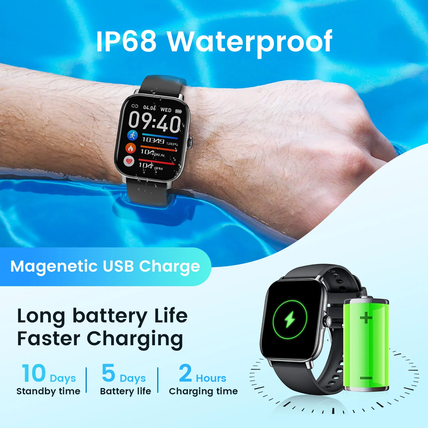 1.85 بوصة للرجال بلوتوث دعوة ساعة ذكية IPx8 الرياضة جهاز تعقب للياقة البدنية Smartwatch لنظام أندرويد IOS السنة الجديدة/هدايا عيد الحب